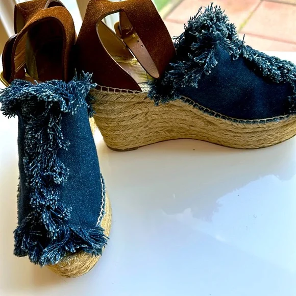 Chloe frayed denim platform size 10 - Picture 4 of 14